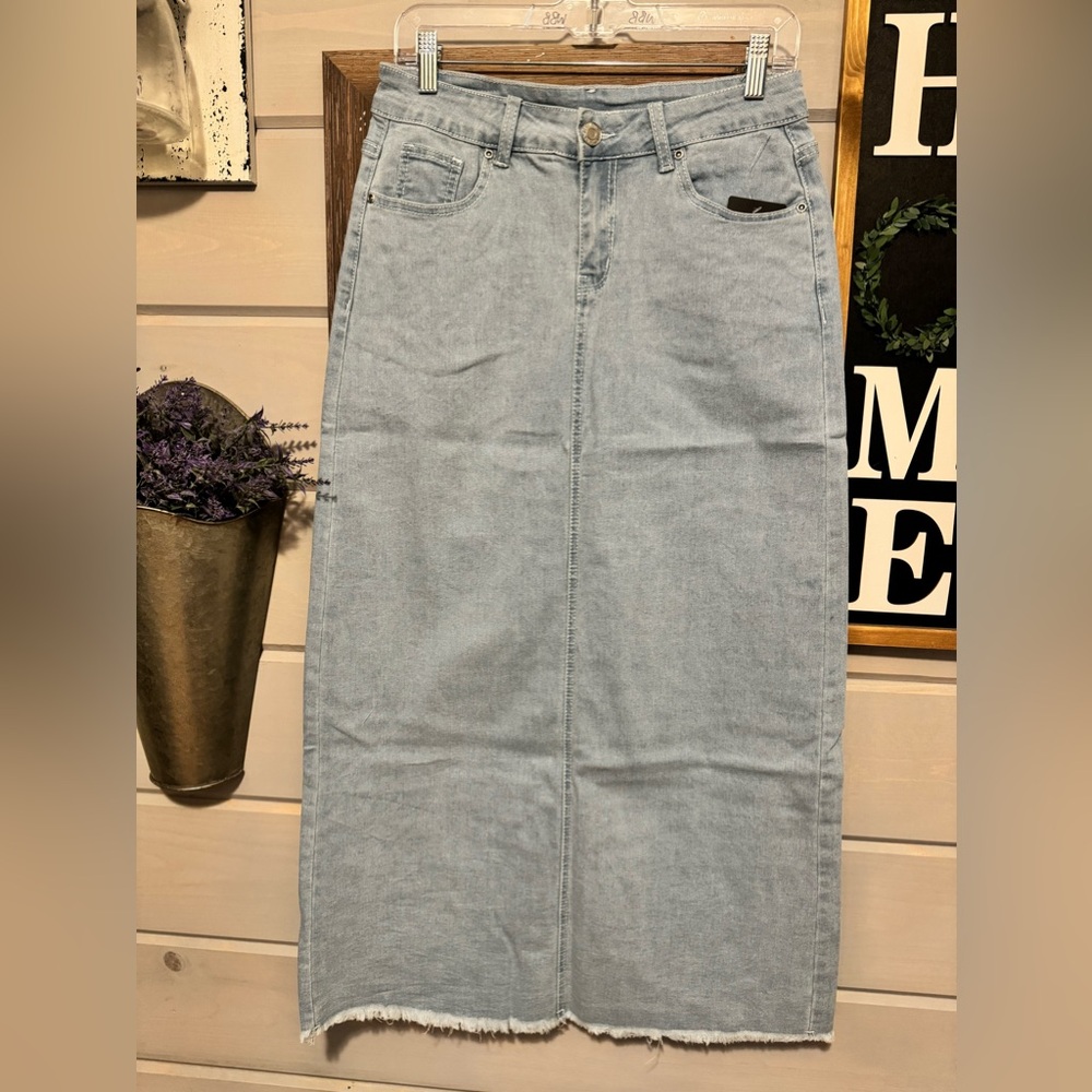 Long denim skirt